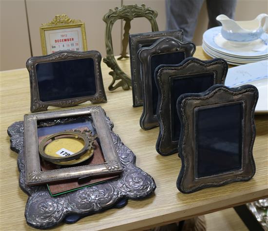 Seven silver and other photograph frames